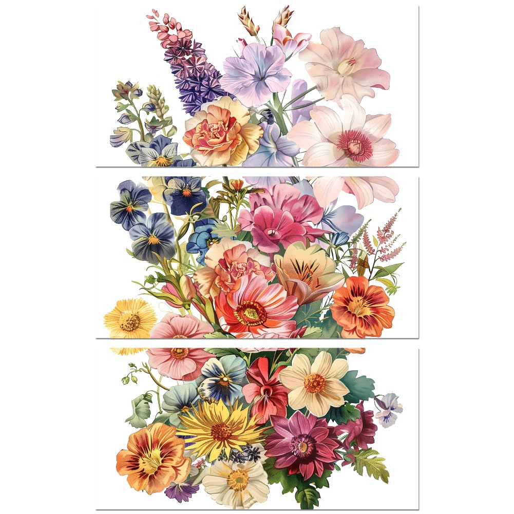 Amazon.com: Peacoblue Rub on Floral Transfer Decals for Furniture